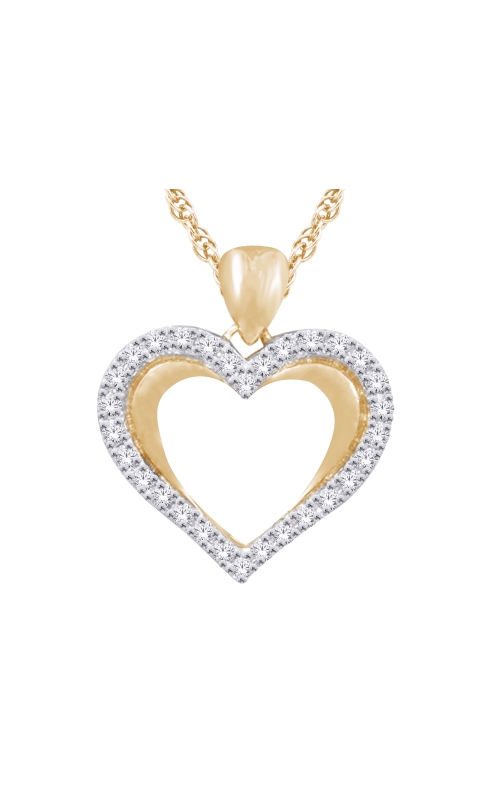 Women's Diamond Heart Pendant In 10K Yellow Gold 1/10CTW