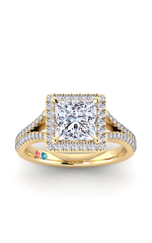 Flashpoint Created Diamond Women's Engagement Ring 1 1/2 CTW Princess Cut in 14K Yellow Gold