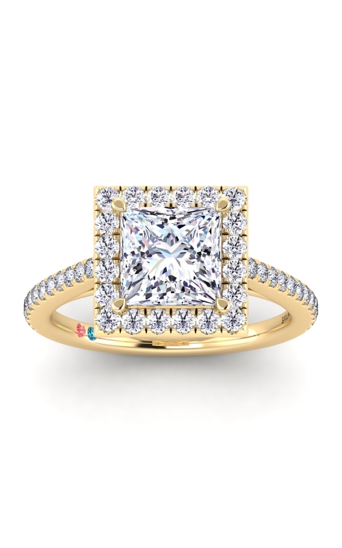 Flashpoint Created Diamond Women's Engagement Ring 1 1/2 CTW Princess Cut in 14K Yellow Gold