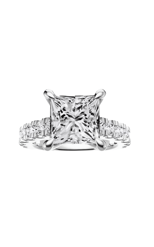 Flashpoint Created Diamond Women's Engagement Ring 3 Carat Center 4 CTW Princess Cut in 14K White Gold