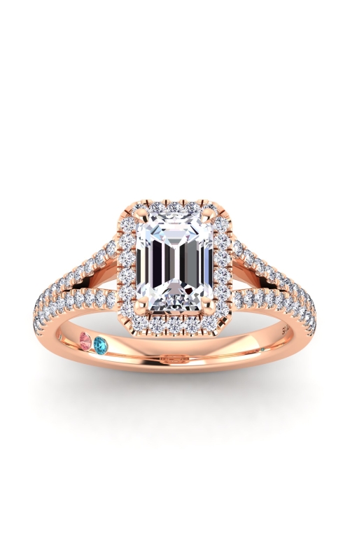 Flashpoint Created Diamond Engagement Ring 1 3/8 CTW Emerald Cut in 14K Rose Gold