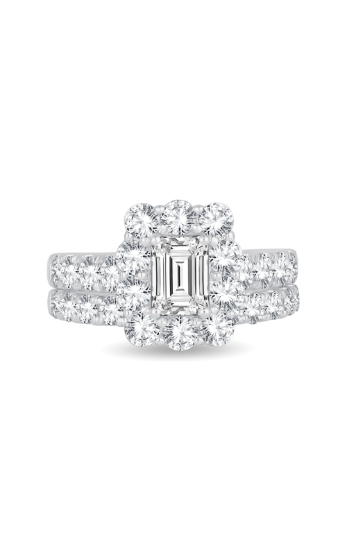 Flashpoint Created Diamond Women's Engagement Ring Set 3/4 Carat Emerald 3 CTW in 14K White Gold