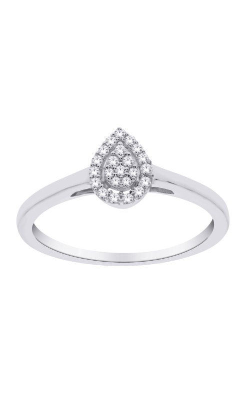 Women's Diamond Promise Ring Pear Shaped Cluster 1/10 CTW in 10K White Gold