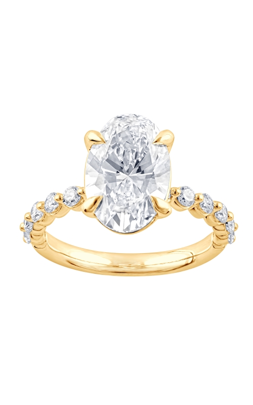 Flashpoint Created Diamond Oval Sidestone Engagement Ring 4 1/2 CTW in 14K Yellow Gold