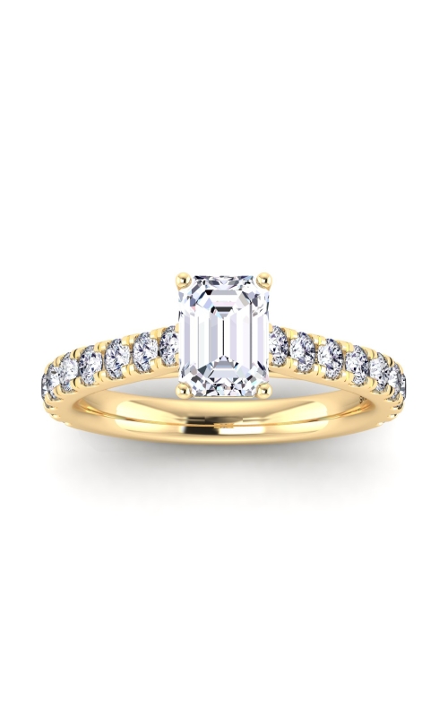 Flashpoint Created Diamond Women's Engagement Ring 1 2/3 CTW Emerald in 14K Yellow Gold