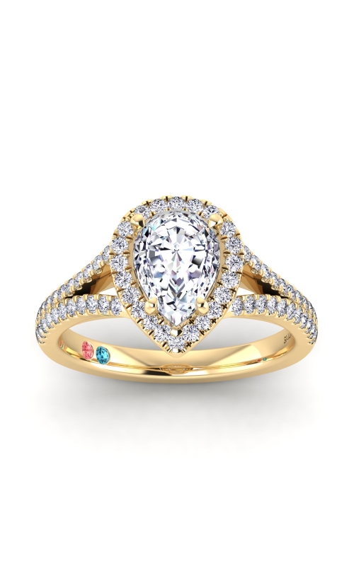 Flashpoint Created Diamond Women's Engagement Ring 1 1/2 CTW Pear Shape in 14K Yellow Gold
