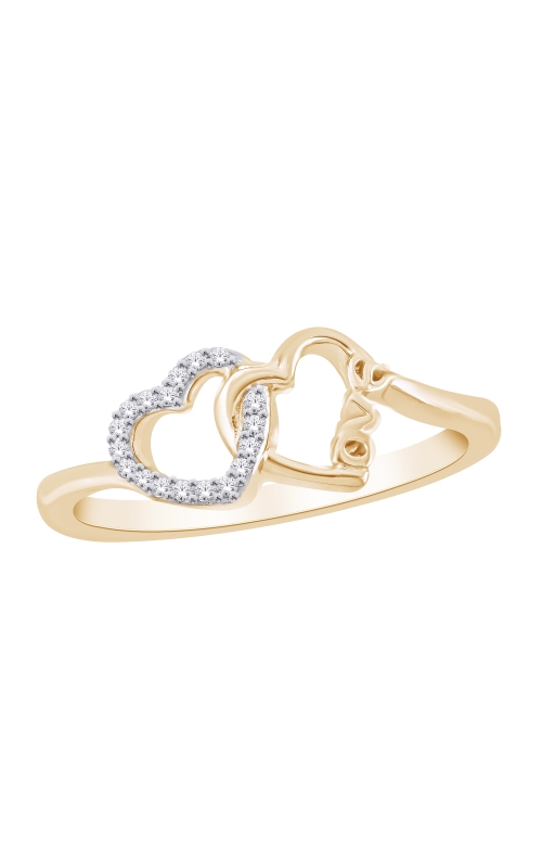 Women's Diamond 2 Heart Promise Ring 1/20 CTW in 10K Yellow Gold