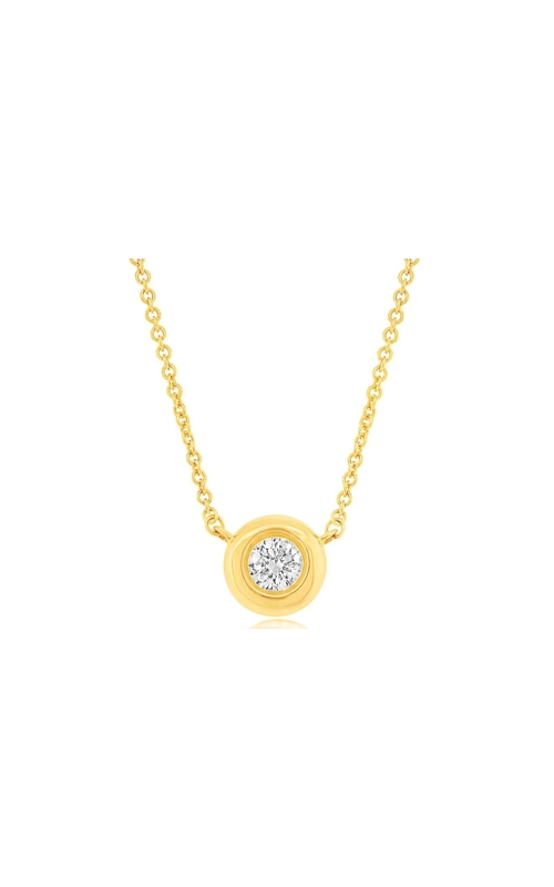 Flashpoint Created Diamond Women's Round Bezel Pendant Necklace In 14K Yellow Gold 1/5CTW