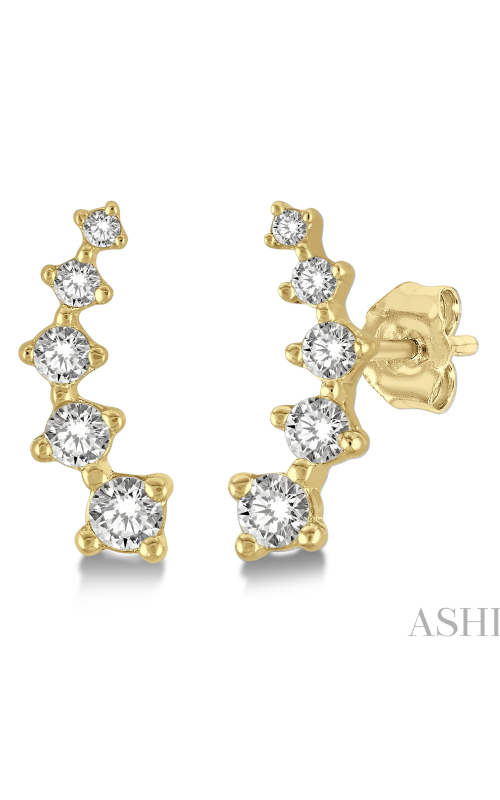 Ladies Diamond Climber Earrings 1/10 CTW in 10KT Yellow Gold