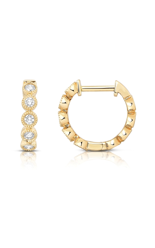 Women's Diamond Hoop Earrings Vintage-Inspired In 14K Yellow Gold 3/8CTW