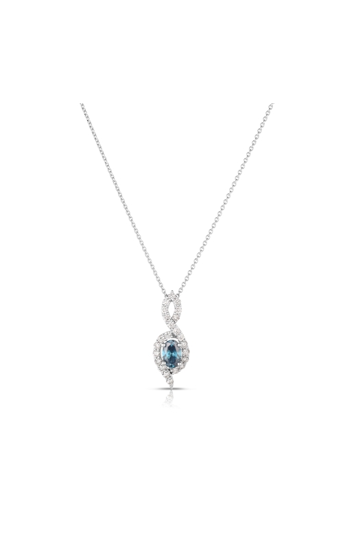 Women's Diamond Pendant Necklace Treated Blue Oval Diamond 1/2 CTW in 14K White Gold