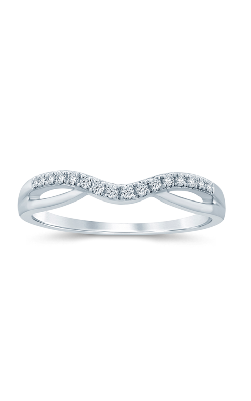 Women's Diamond Anniversary Ring 1/10 CTW Curved Band in 14K White Gold