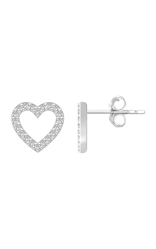 Women's Diamond Heart Earrings 1/8 CTW in 10K White Gold