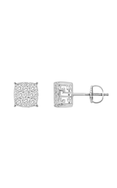Women's Cushion Cluster Diamond Earrings 1/4 CTW in 10K White Gold