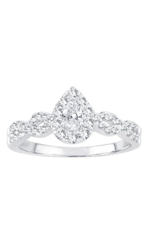 Women's Bliss Bride Diamond Pear Halo Engagement Ring 5/8 CTW in 14K White Gold