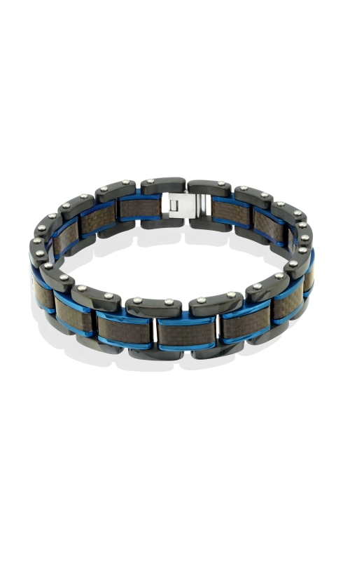 Men's Black Carbon Fiber and Black Ion Plated Stainless Steel 8.5 Bracelet