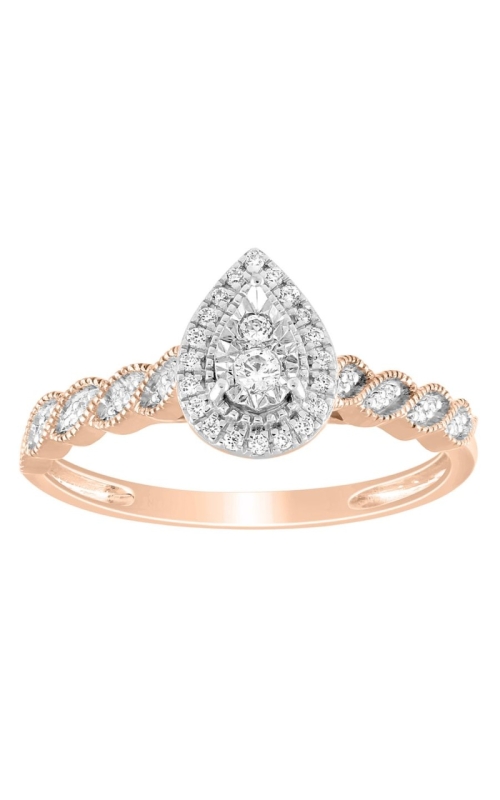 Women's Pear Halo Diamond Promise Ring 1/10 CTW in 10K Rose Gold
