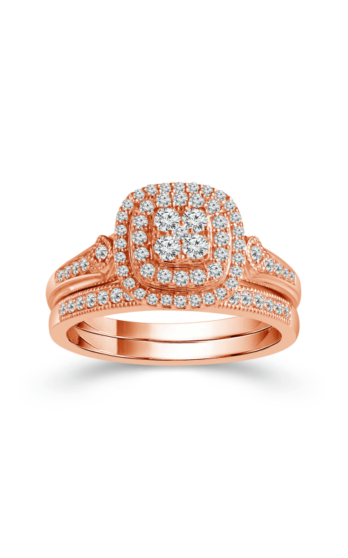 Women's Diamond Cluster Halo Engagement Set 1/3 CTW in 10K Rose Gold
