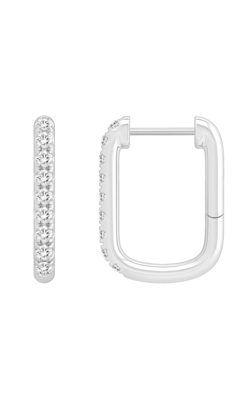 Women's Diamond Rectangle Hoop Earrings 1/4 CTW in 10K White Gold
