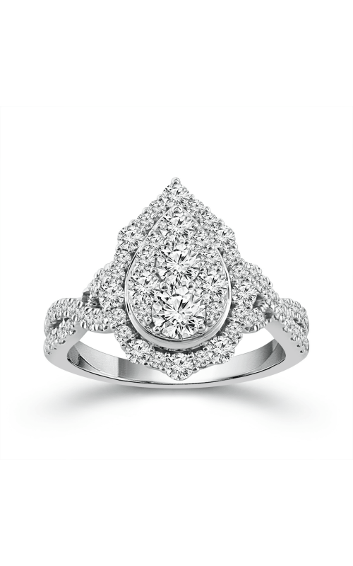 Women's Cluster Halo Diamond Pear Twist Engagement Ring 1 1/4 CTW in 14K White Gold