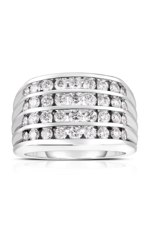 Men's 4 Row Diamond Wedding Band 2 CTW in 10K White Gold