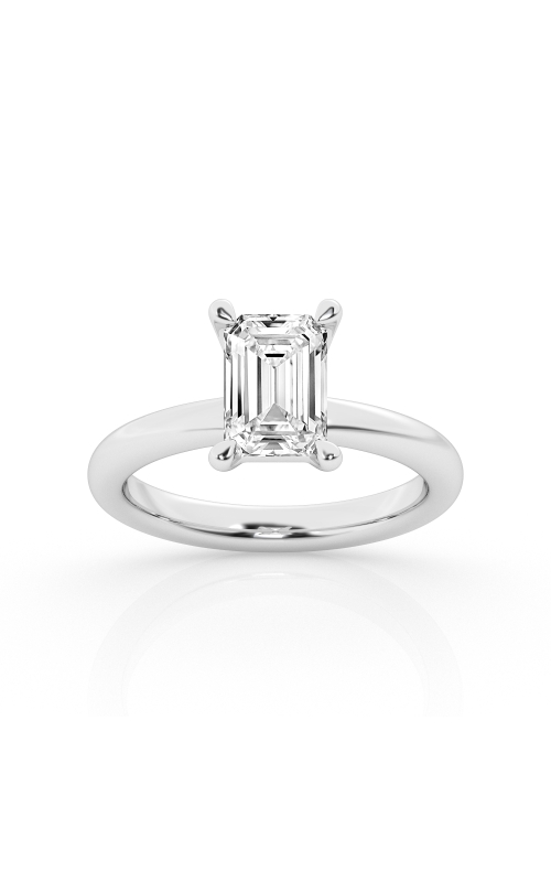Flashpoint Created Diamond Emerald Solitaire Engagement Ring 3 CTW in 14K White Gold