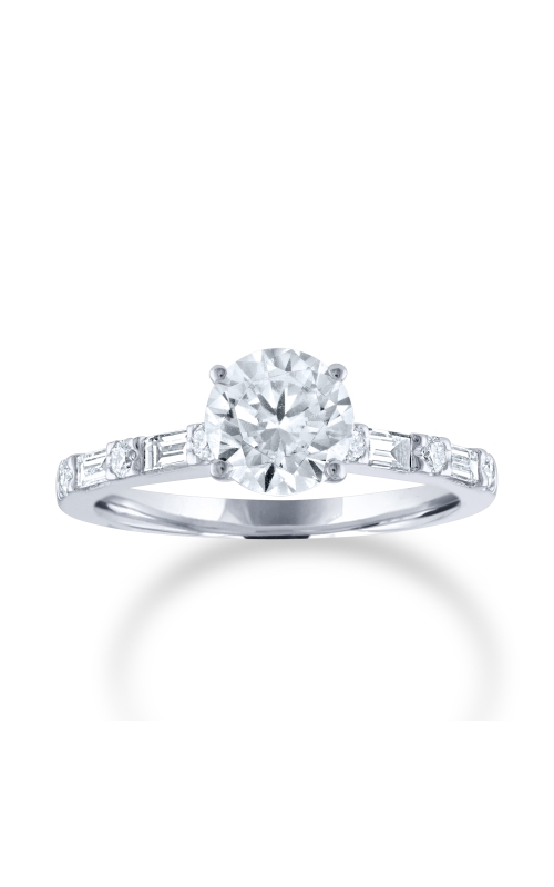 Women's Semi-Mount Engagement Ring Baguette East-West 1/3 CTW Sidestones in 14K White Gold