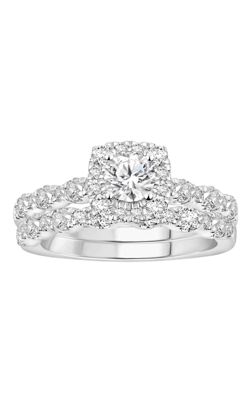 Women's Round Halo Diamond Engagement Set 1 1/2 CTW in 14K White Gold