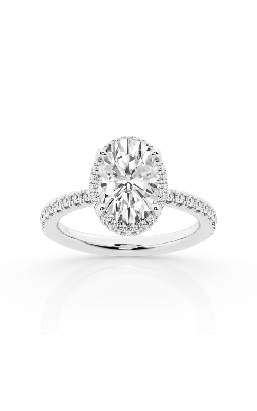 Flashpoint Created Diamond Oval Halo Engagement Ring 3 CTW in 14K White Gold