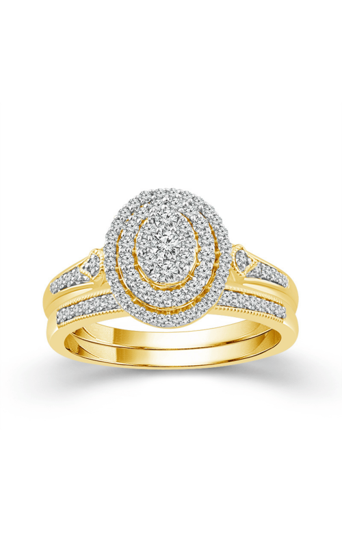 Women's Beautiful Bride Women's Diamond Bridal Set 1/2 CTW Oval Clusters Round Diamonds in 10K Yellow Gold