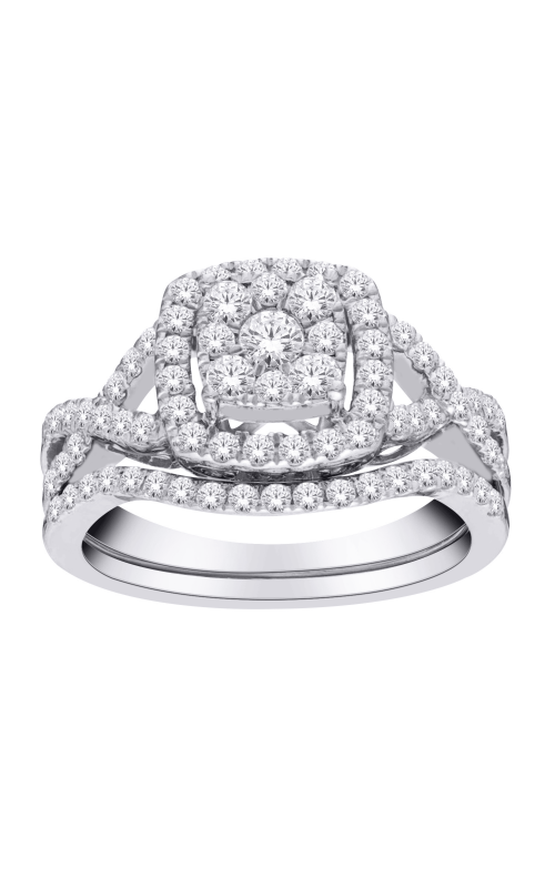 Women's Diamond Cluster Engagement Set 1 CTW in 10K White Gold
