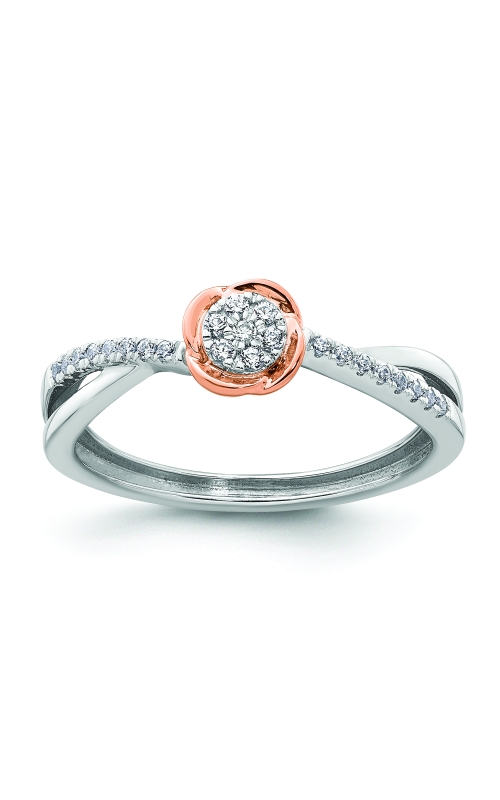 Women's Twisted Band Rose Diamond Promise Ring 1/8 CTW in Two-Tone