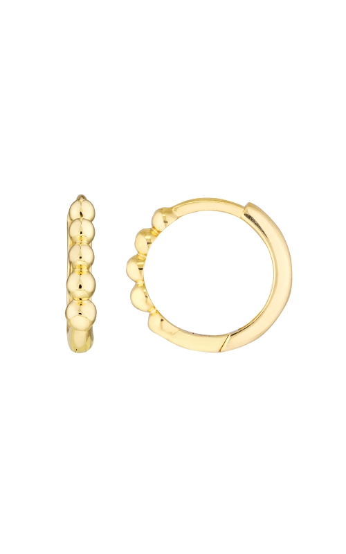 Mini Beaded Huggie Hoop Earrings in 14K Yellow Gold