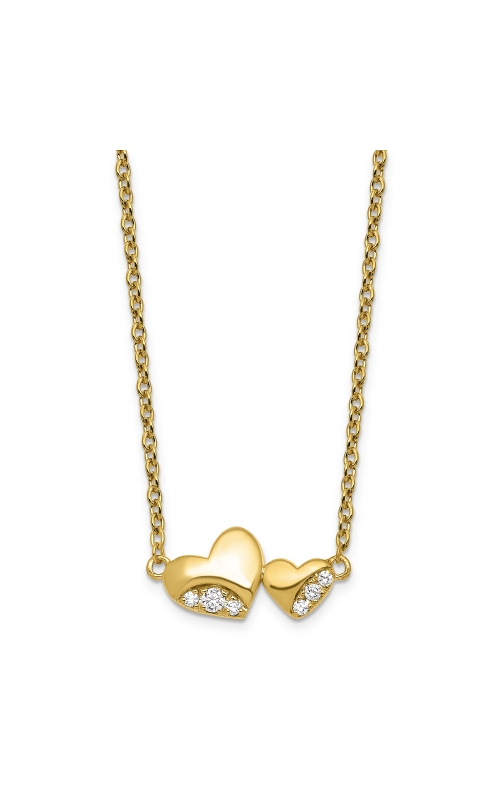 Women's Diamond Pendant 1/20 CTW Double Heart Necklace in 10K Yellow Gold