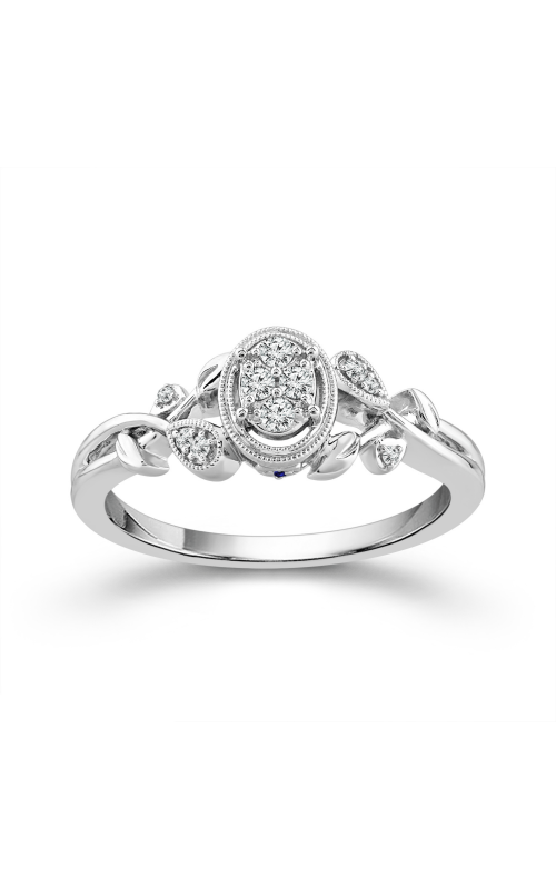 Women's Diamond Promise Ring Vintage Oval Cluster with Round Diamonds 1/10 CTW in Sterling Silver