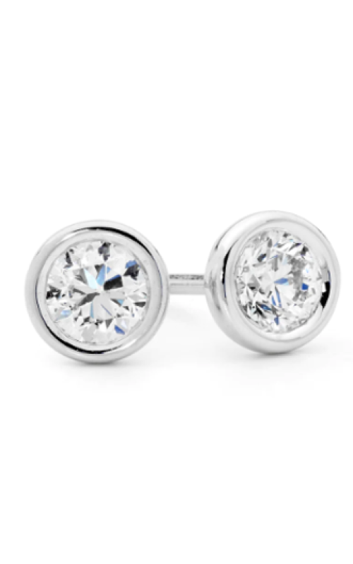 Flashpoint Created Diamond Earrings Women's Round Bezel Studs 1 CTW in 14K White Gold