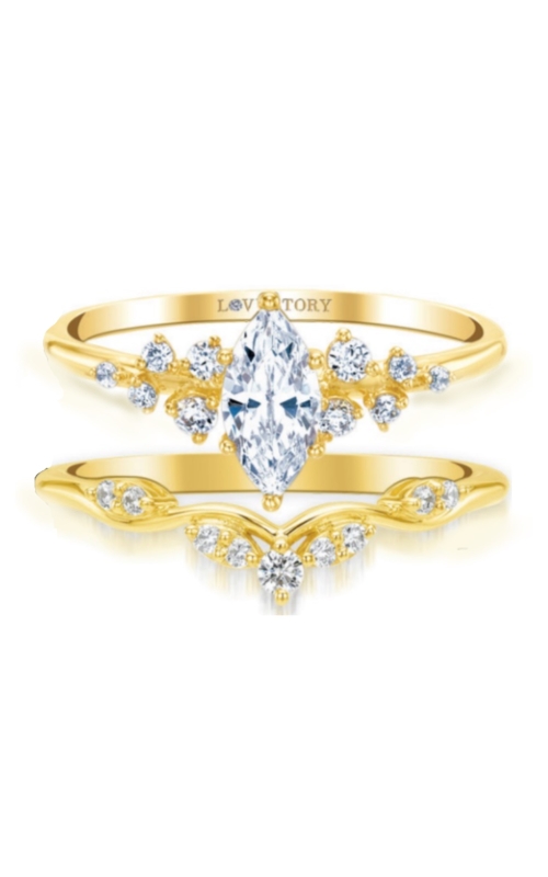 Only You Women's Diamond Engagement Ring Set 1/2 Marquise Center 3/4 CTW in 14K Yellow Gold