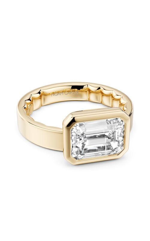 Women's Semi-Mount Emerald East-West Wide Engagement Ring in 14K Yellow Gold