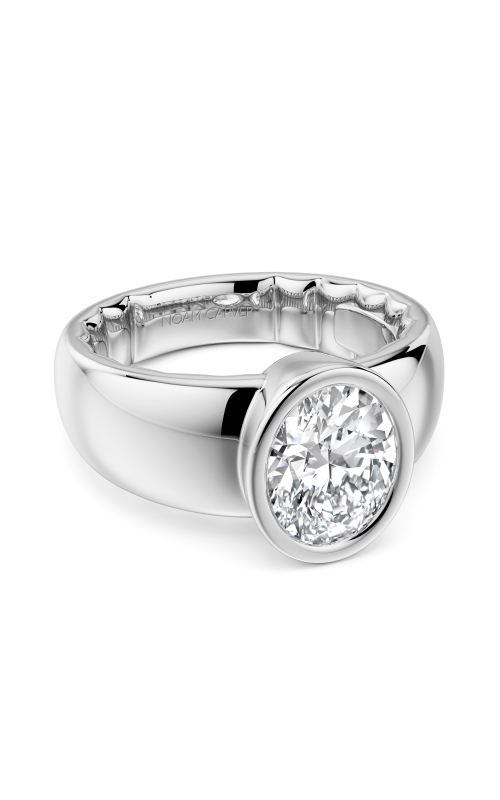 Women's Semi-Mount Bezel Wide Engagement Ring in 14K White Gold
