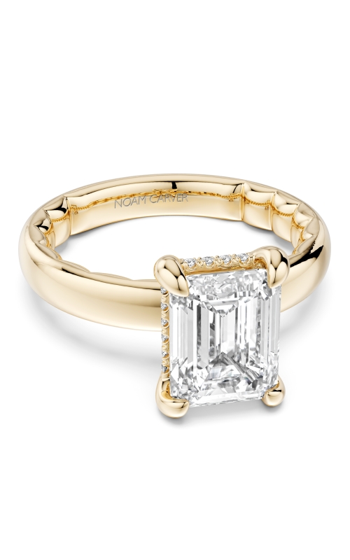 Women's Emerald Semi-Mount Hidden Halo Engagement Ring in 14K Yellow Gold