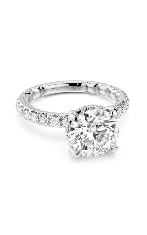 Semi-Mount Side Stone Hidden Halo Engagement Ring in 14K White Gold