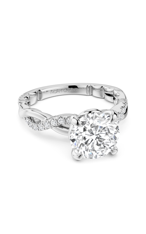 Semi-Mount Twist Side Stone Engagement Ring in 14K White Gold