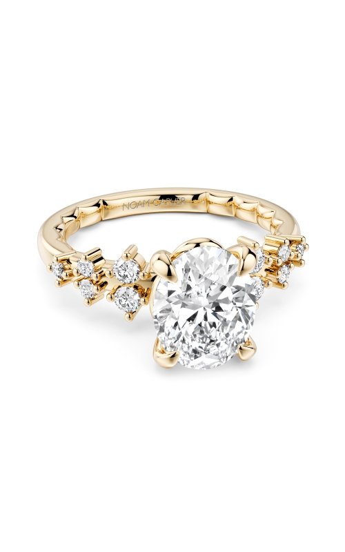 Women's Oval CZ Semi-Mount Side Stone Engagement Ring 1/5 CTW in 14K Yellow Gold