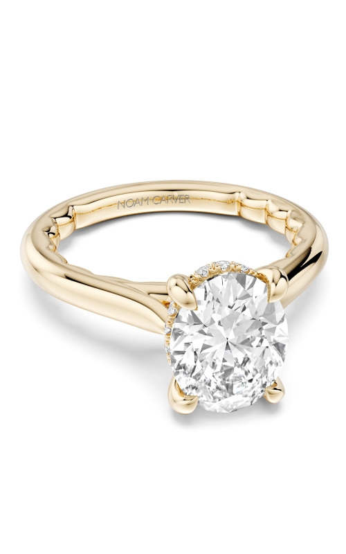Women's Hidden Halo Oval Semi-Mount in 14K Yellow Gold
