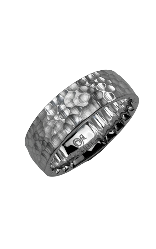 Men's Hammered Matte Finish Wedding Band in 10K White Gold
