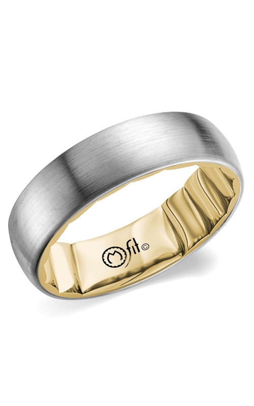 Men's Brush Finish Wedding Band in 10K Yellow and White Gold
