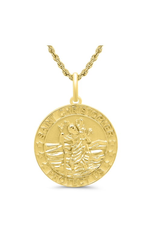 St. Christophers Medal Pendant Necklace in 10K Yellow Gold