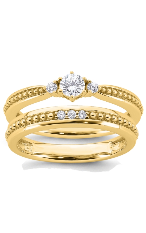 Women's Vintage Style Round Diamond Wedding Set In 14K Yellow Gold 1/4CTW