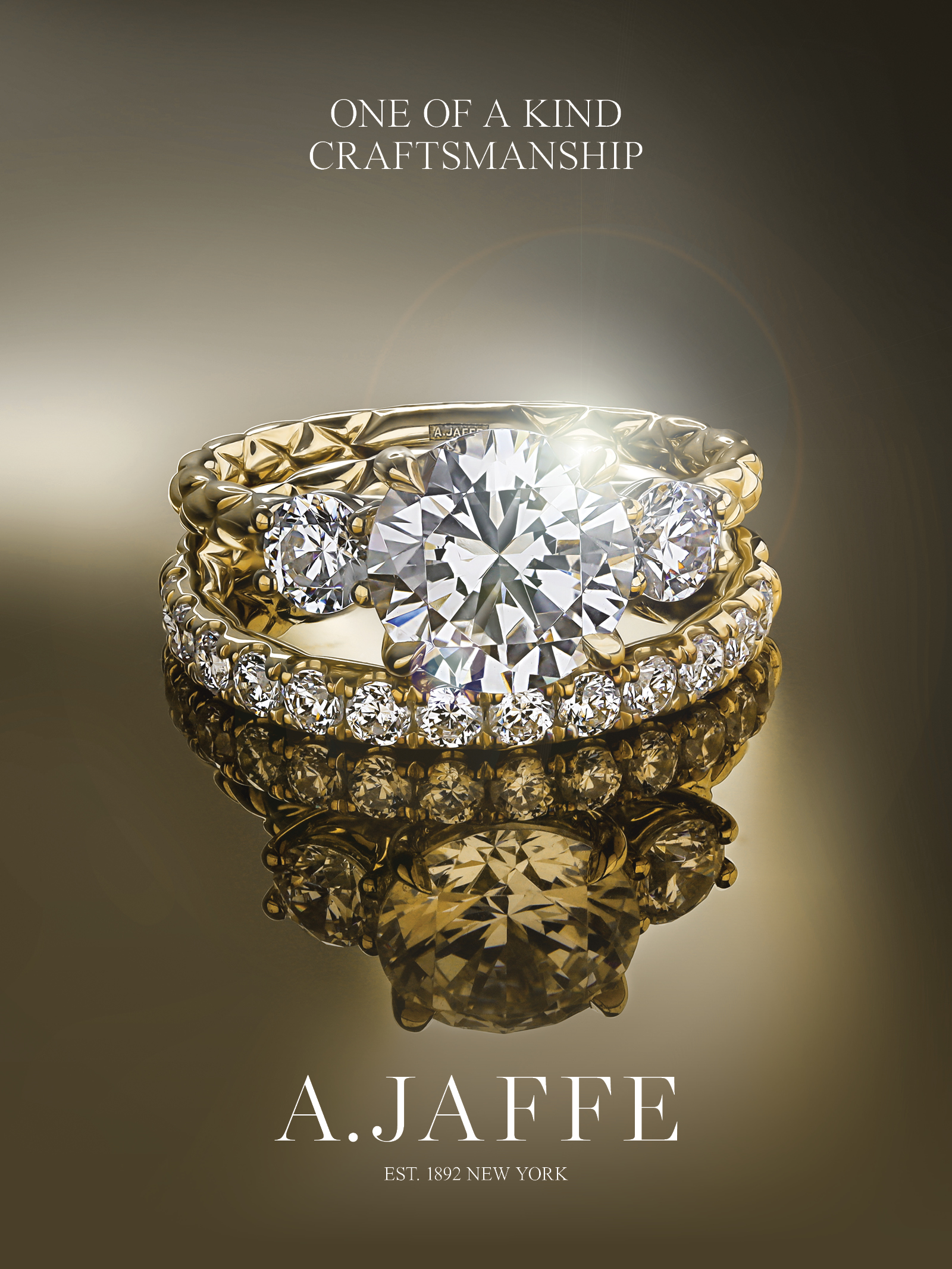 A.Jaffe banner featuring a woman and an engagement ring