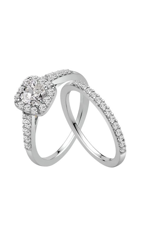 Bella Cushion-Cut Diamond Bridal Set in 14K White Gold, 1ctw